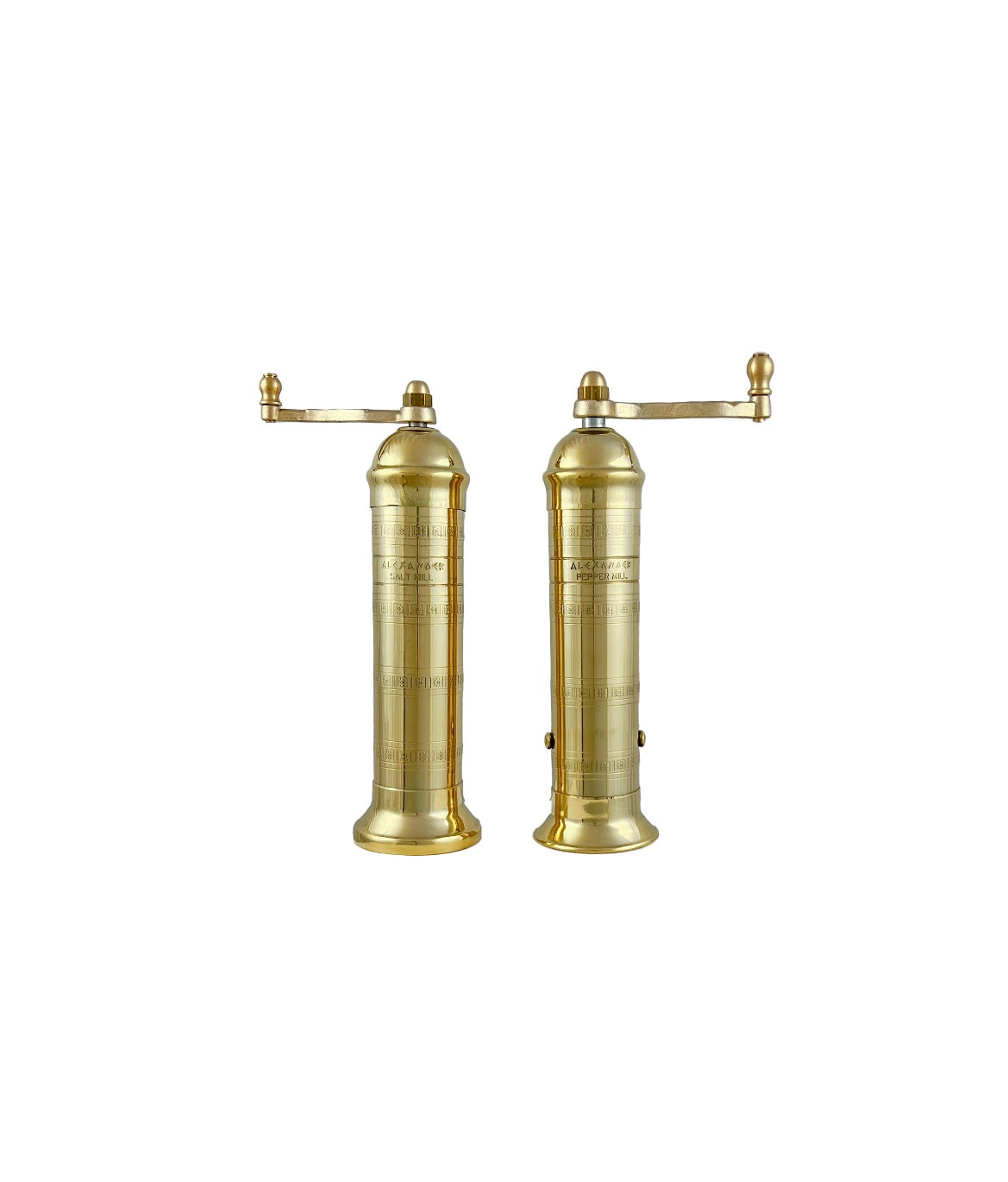 European solid brass salt and pepper mills from Greece 